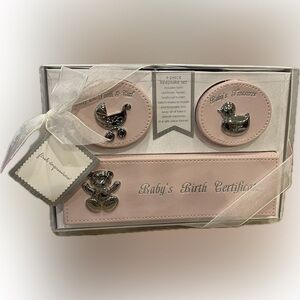 First Impressions Pink Baby Keepsake Set with Silver Accents